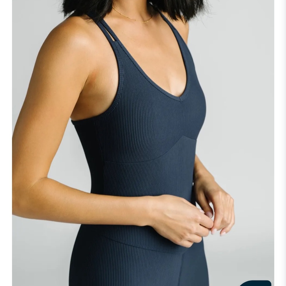 ZYIA Active WearThe Black REVE Jumpsuit Ribbed Cris’s Cross Back Straps SZ: L